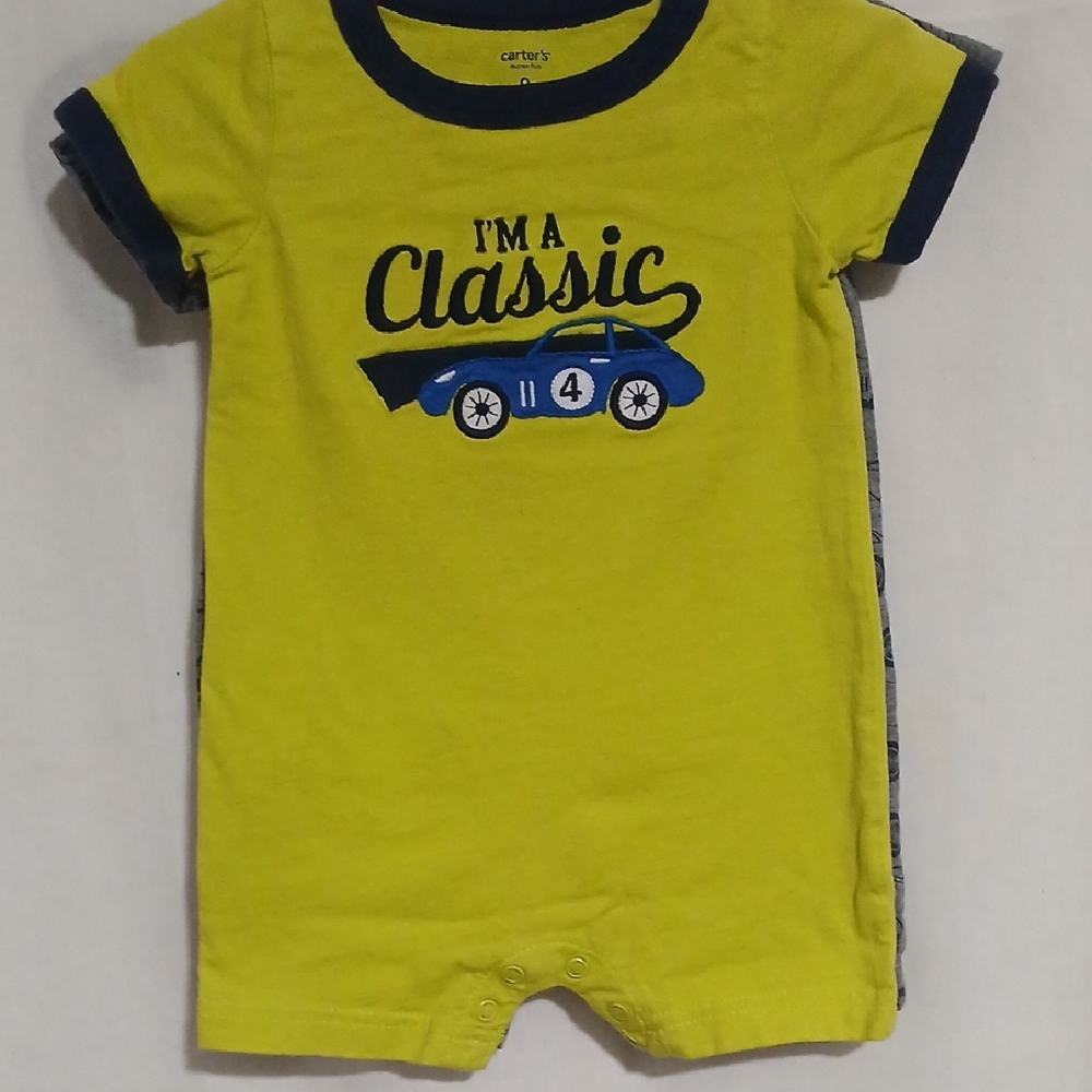 Bundle. 2 Carter's One Piece with Blue Car Designs